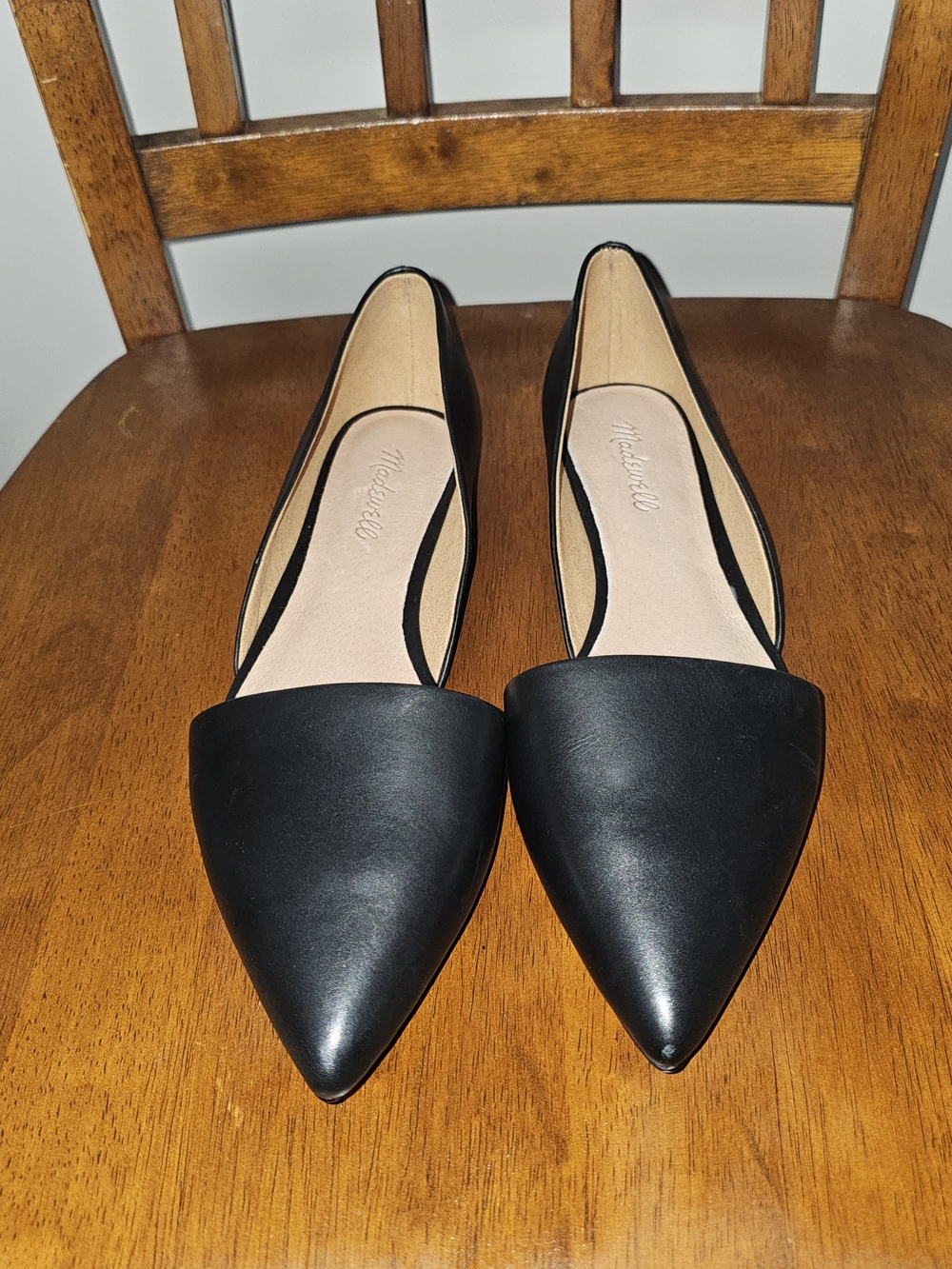 NWOT Madewell Black Pointed-Toe D'Orsay Flats Leather Office Capsule Wardrobe